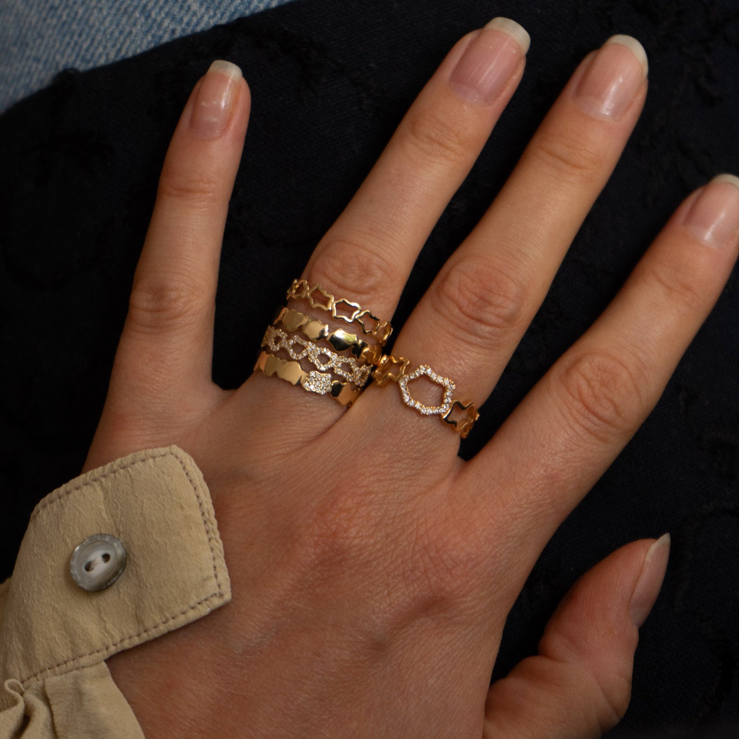 Golden Clouds Band Ring Mini Bold