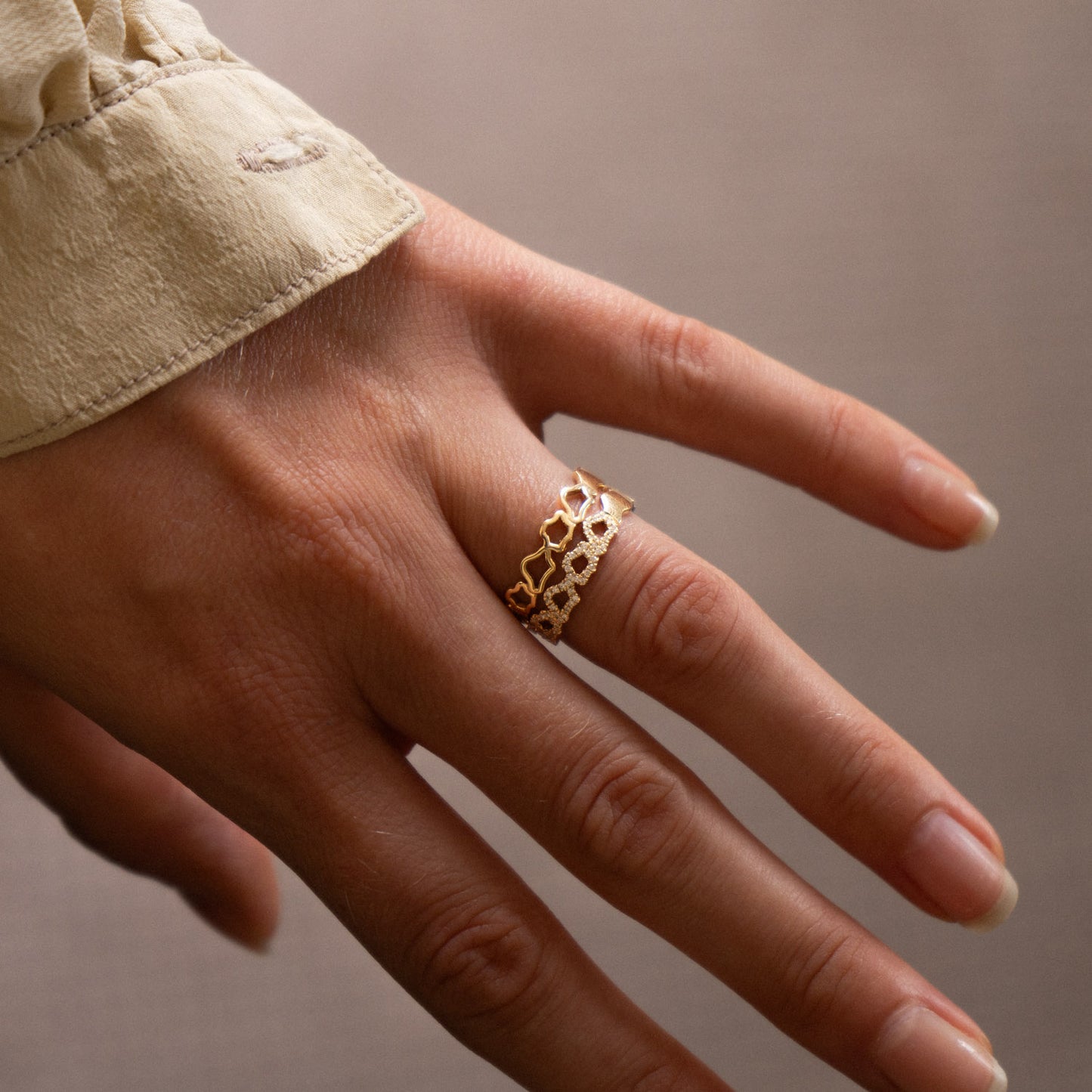 Golden Clouds Band Ring Mini Full Pavé