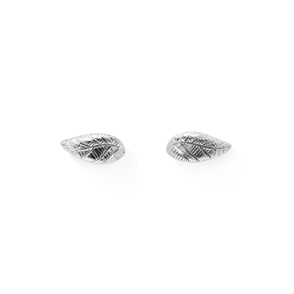 Lily Collection Leaf Studs engraved