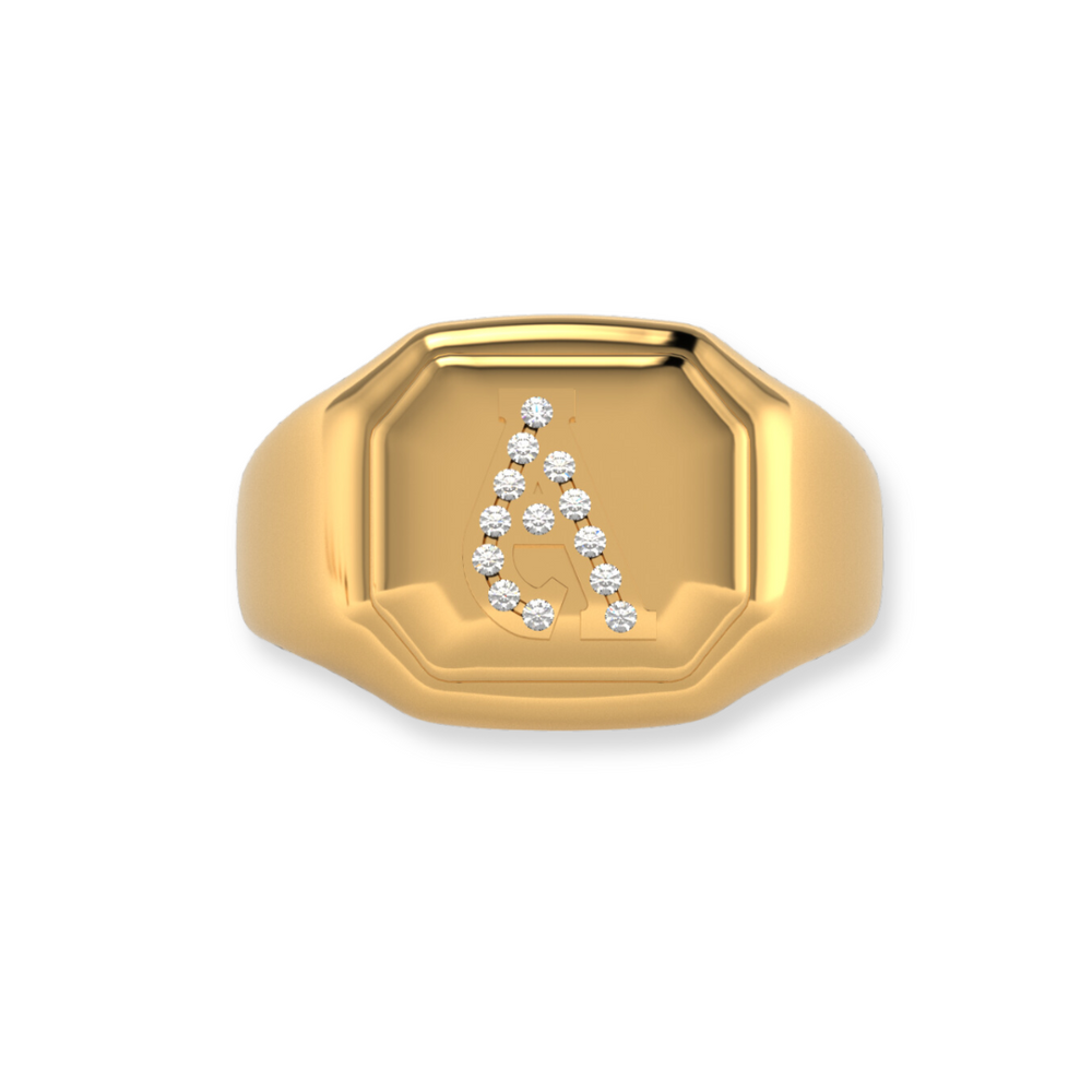 VIERI Initials Collection Ring pavé Gelbgold