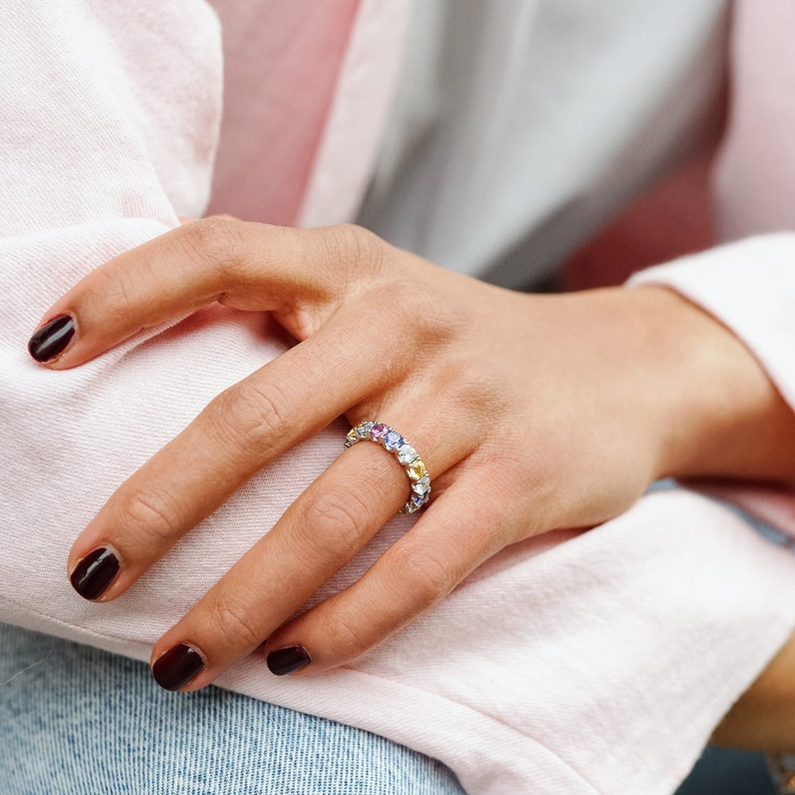 VIERI Bellezza Ring 18k Weißgold | bunte Saphire